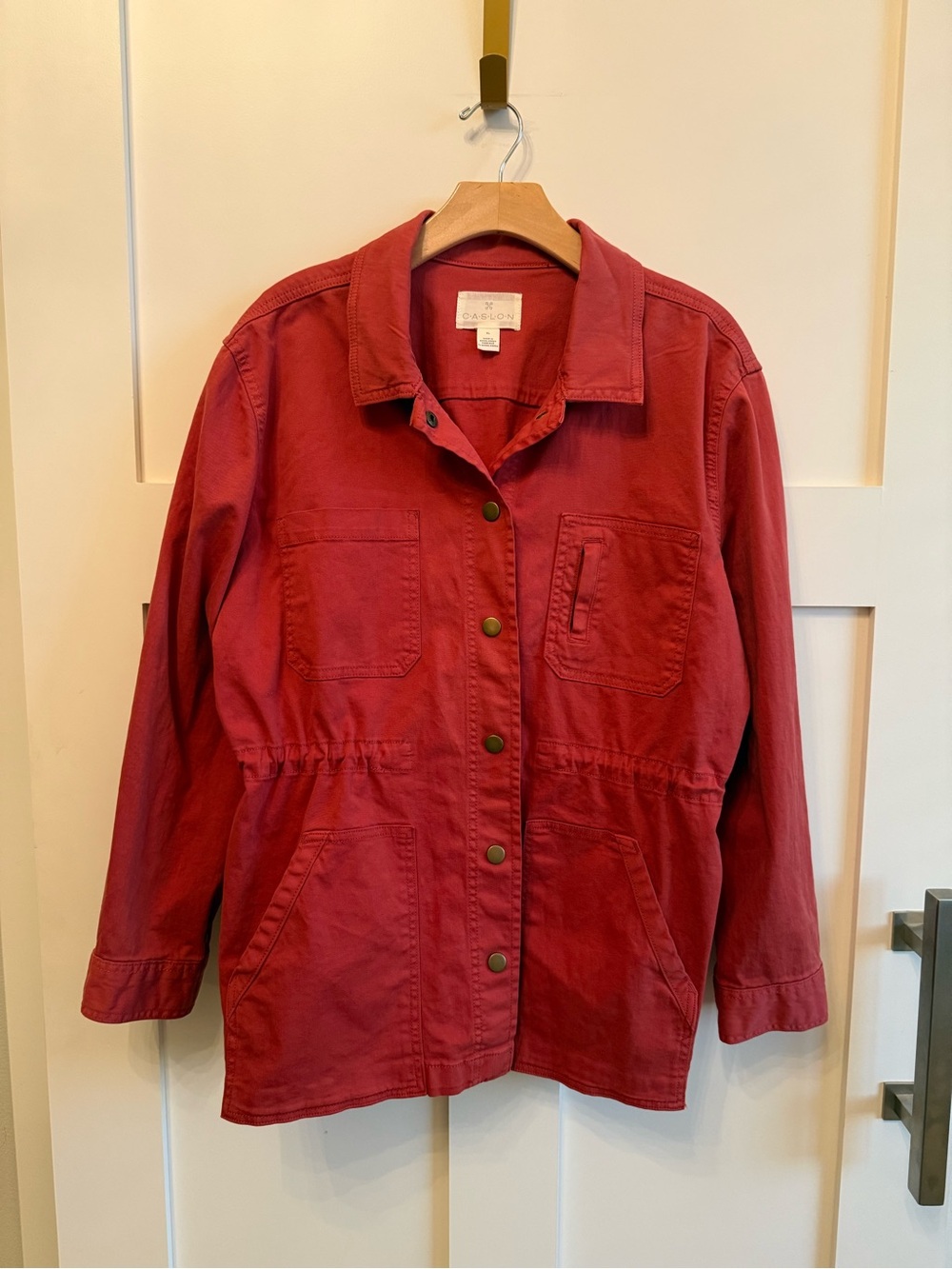 Caslon Brick Red Utility Jacket with Front Pockets